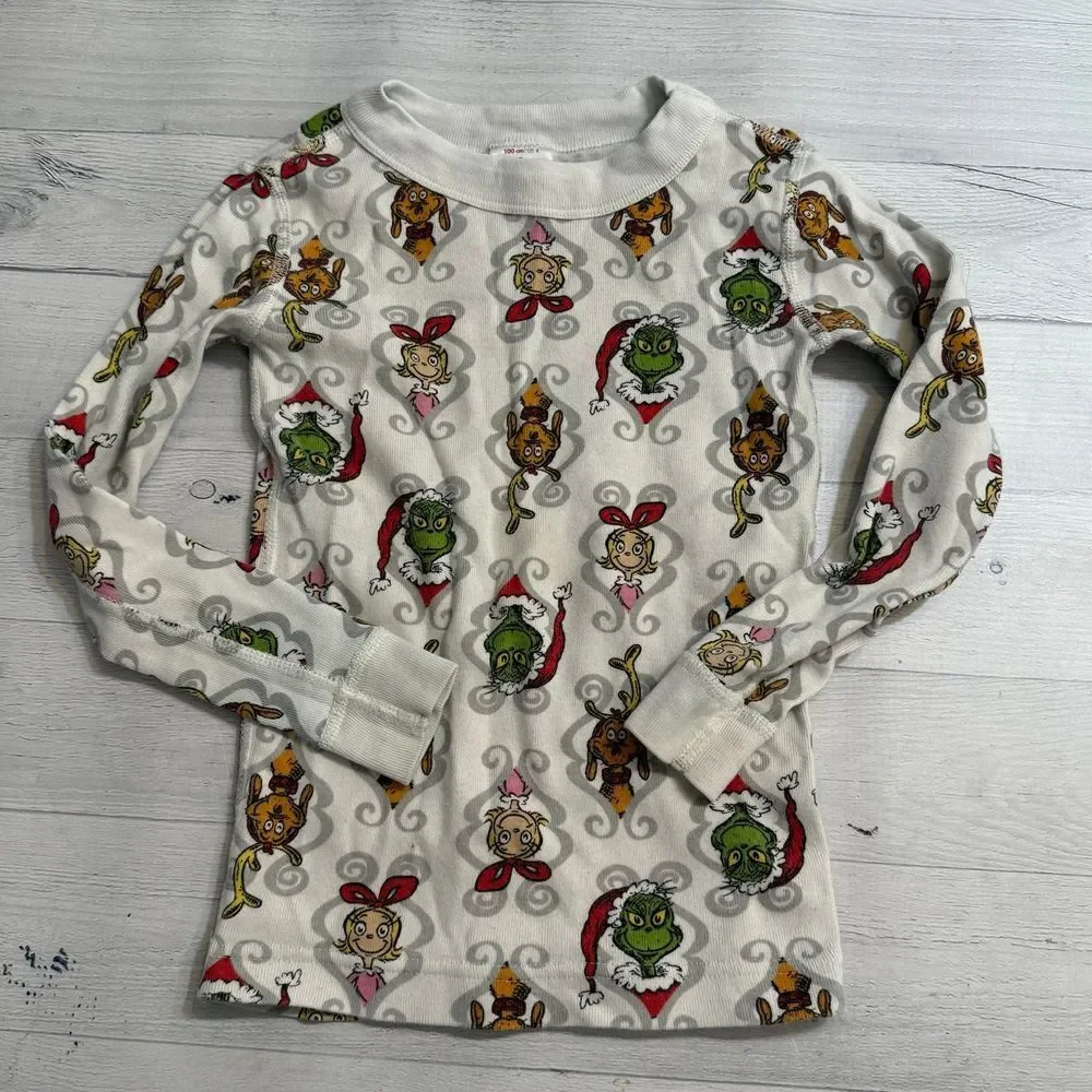 Hanna Andersson grinch‎ kids pajamas top only 100/4